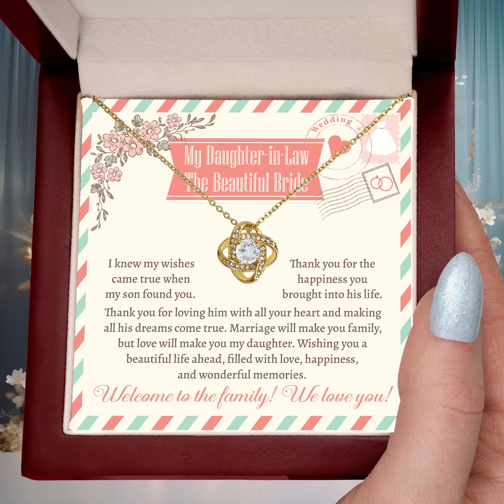 Daughter-In-Law Wedding Day Gift Welcome to the Family Love Knot Pendant Necklace - Mallard Moon Gift Shop