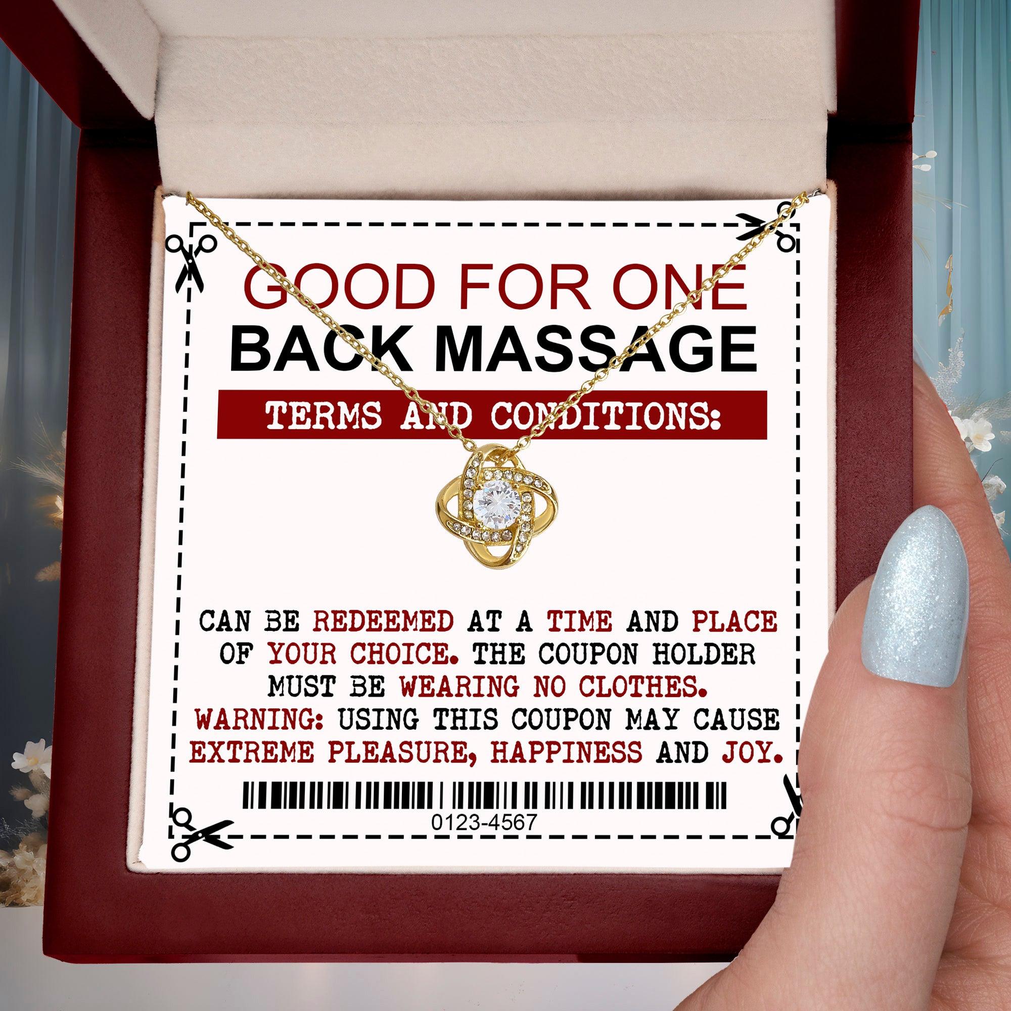 Gift for Wife Back Massage Coupon Love Knot Pendant Necklace - Mallard Moon Gift Shop