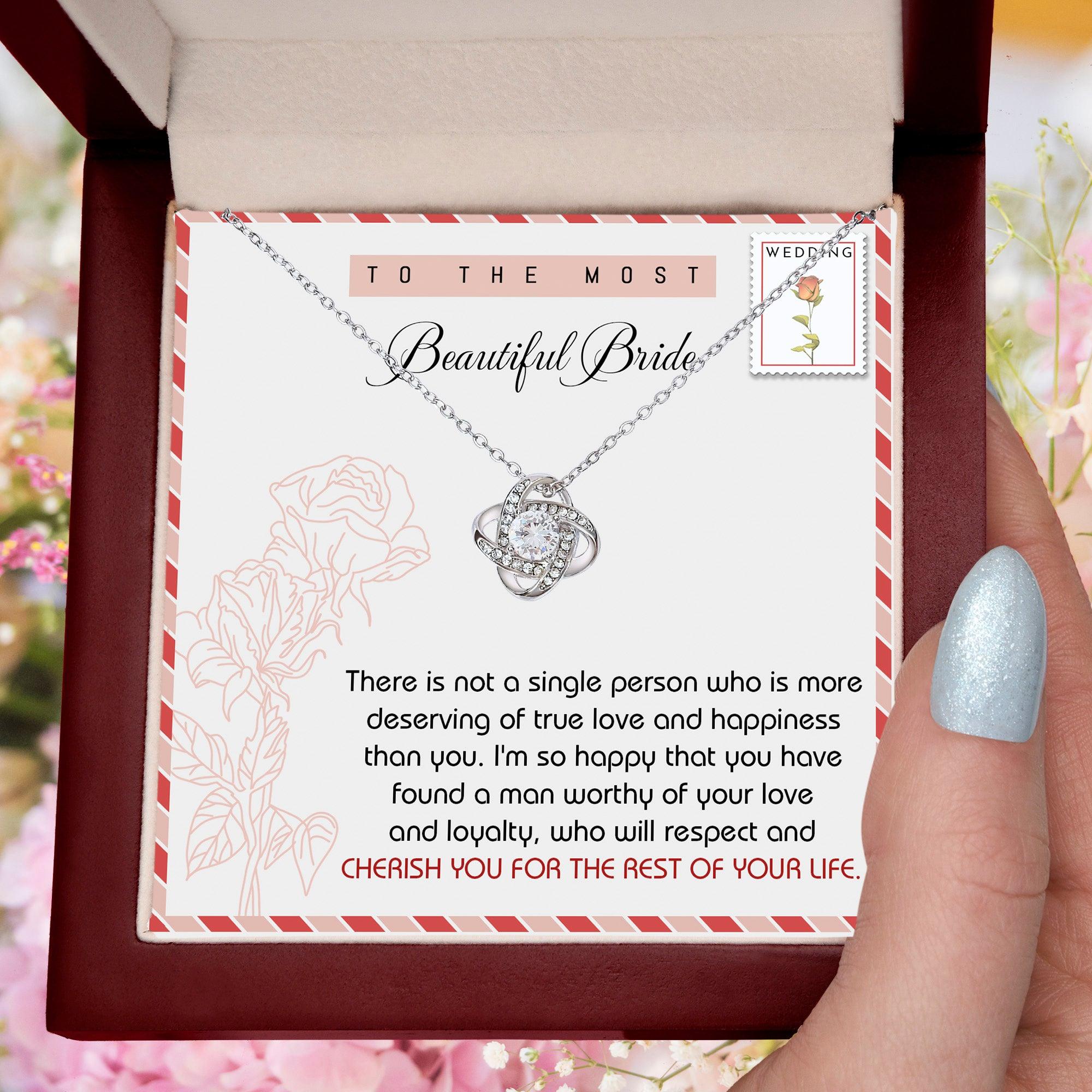 To The Beautiful Bride Wedding Gift Love Knot Pendant Necklace - Mallard Moon Gift Shop