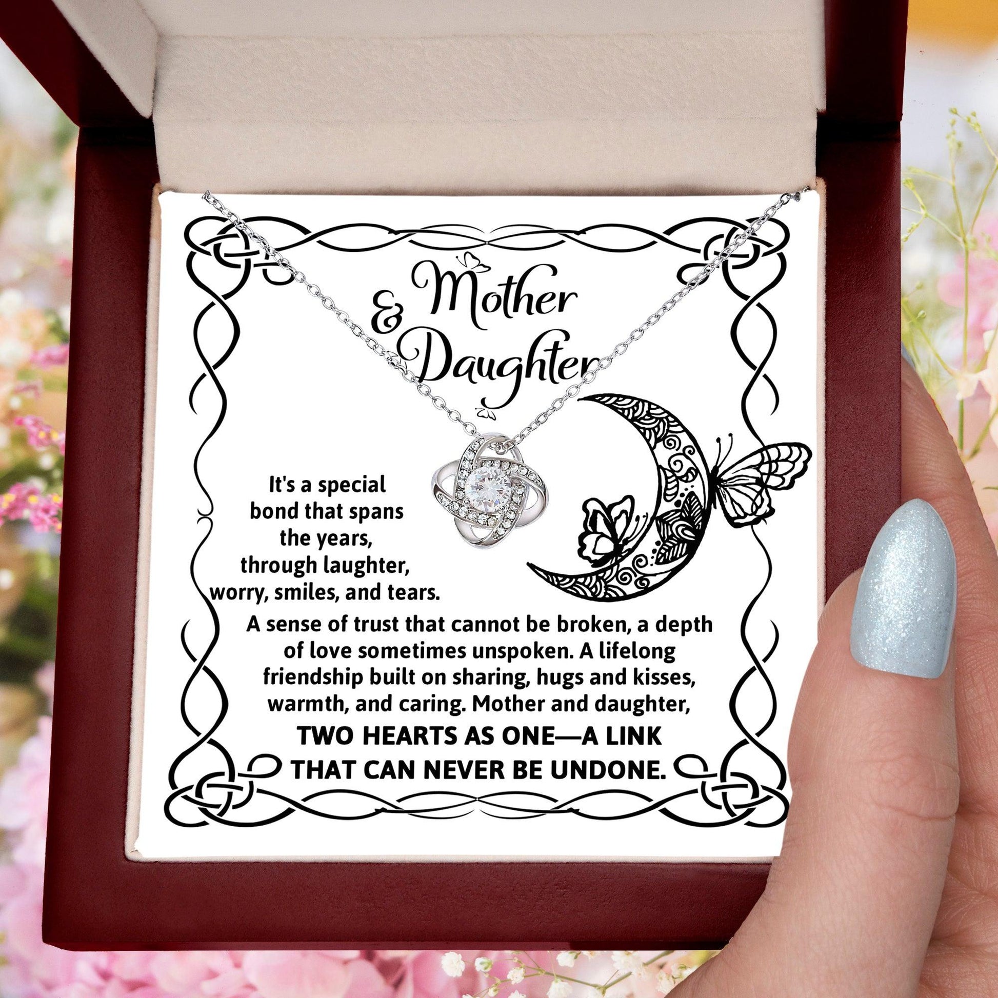 Mother and Daughter - A Special Bond Love Knot Pendant Necklace - Mallard Moon Gift Shop