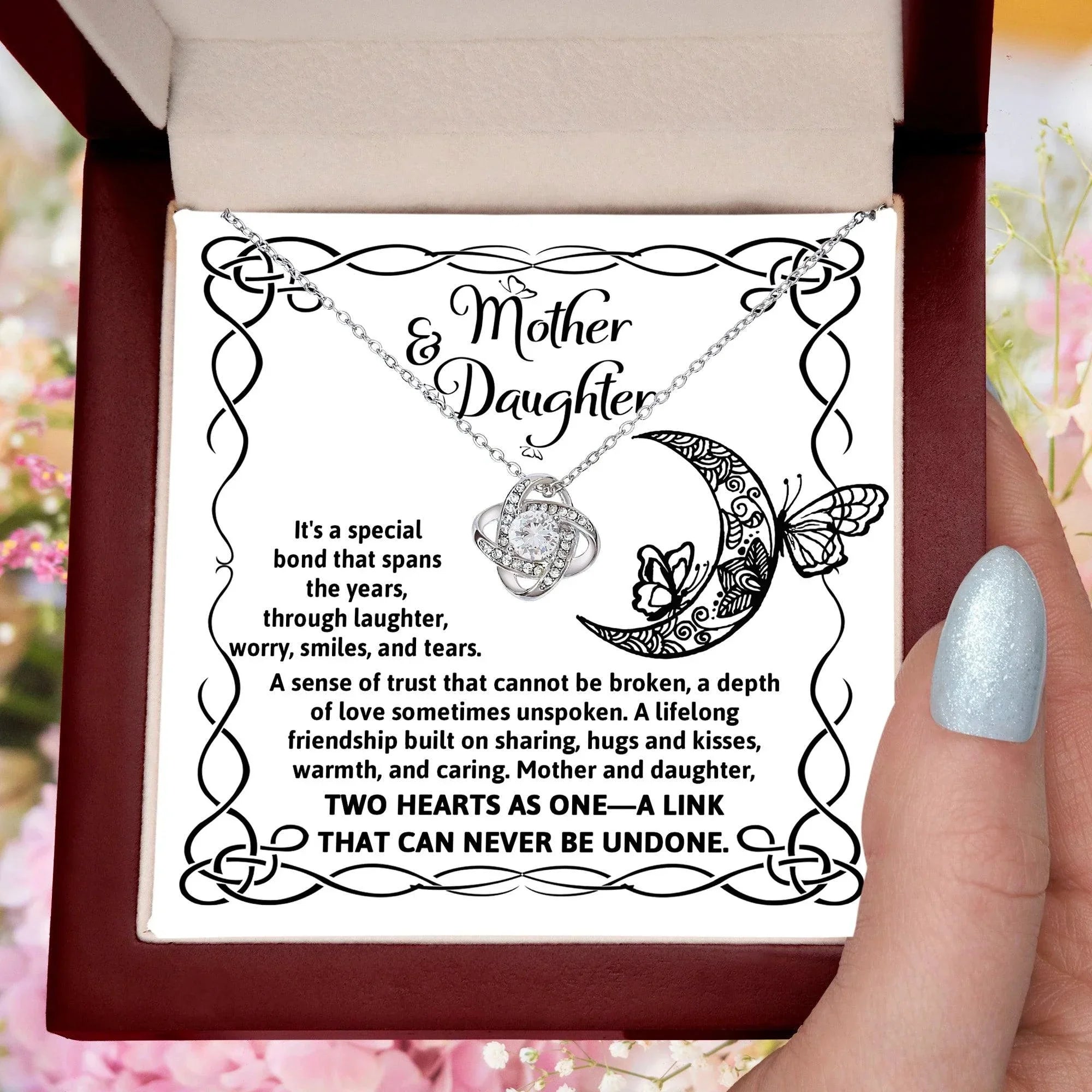 Mother and Daughter - A Special Bond Love Knot Pendant Necklace