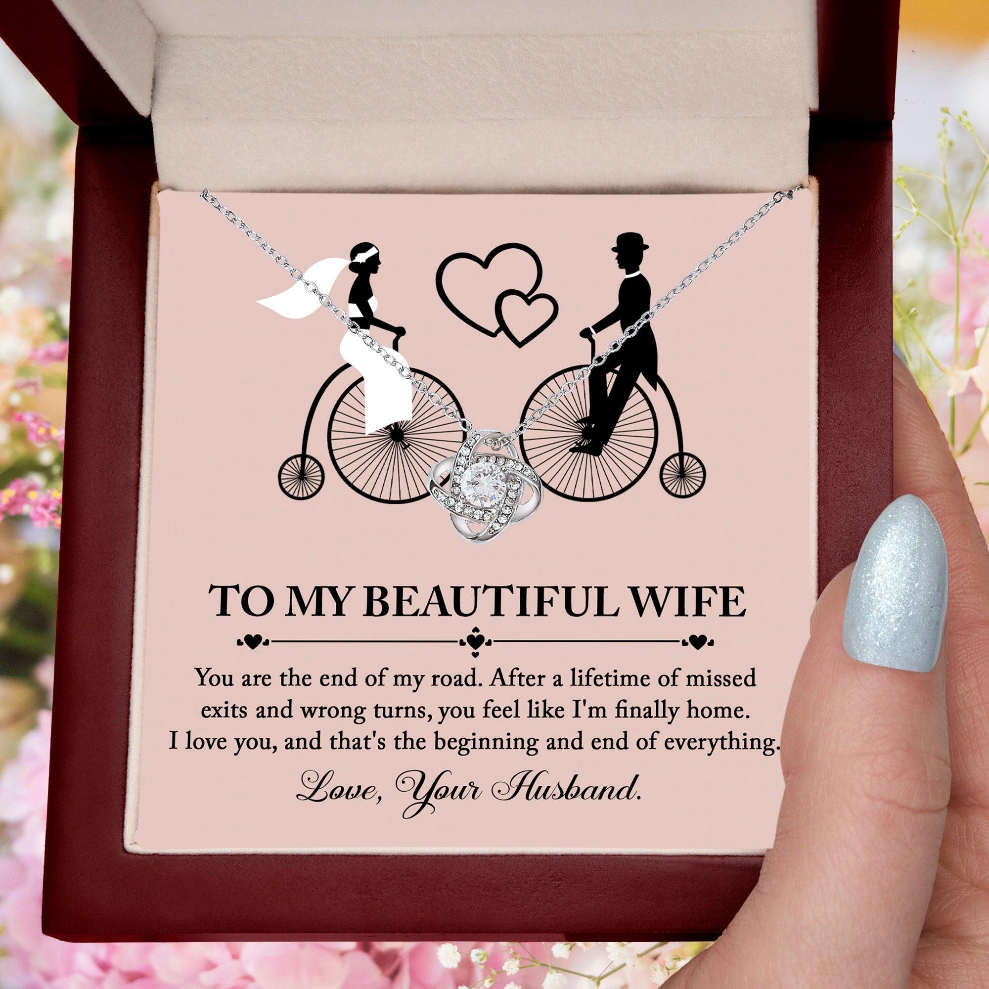 Wife Wedding Day Gift - I'm Finally Home Love Knot Pendant Necklace - Mallard Moon Gift Shop