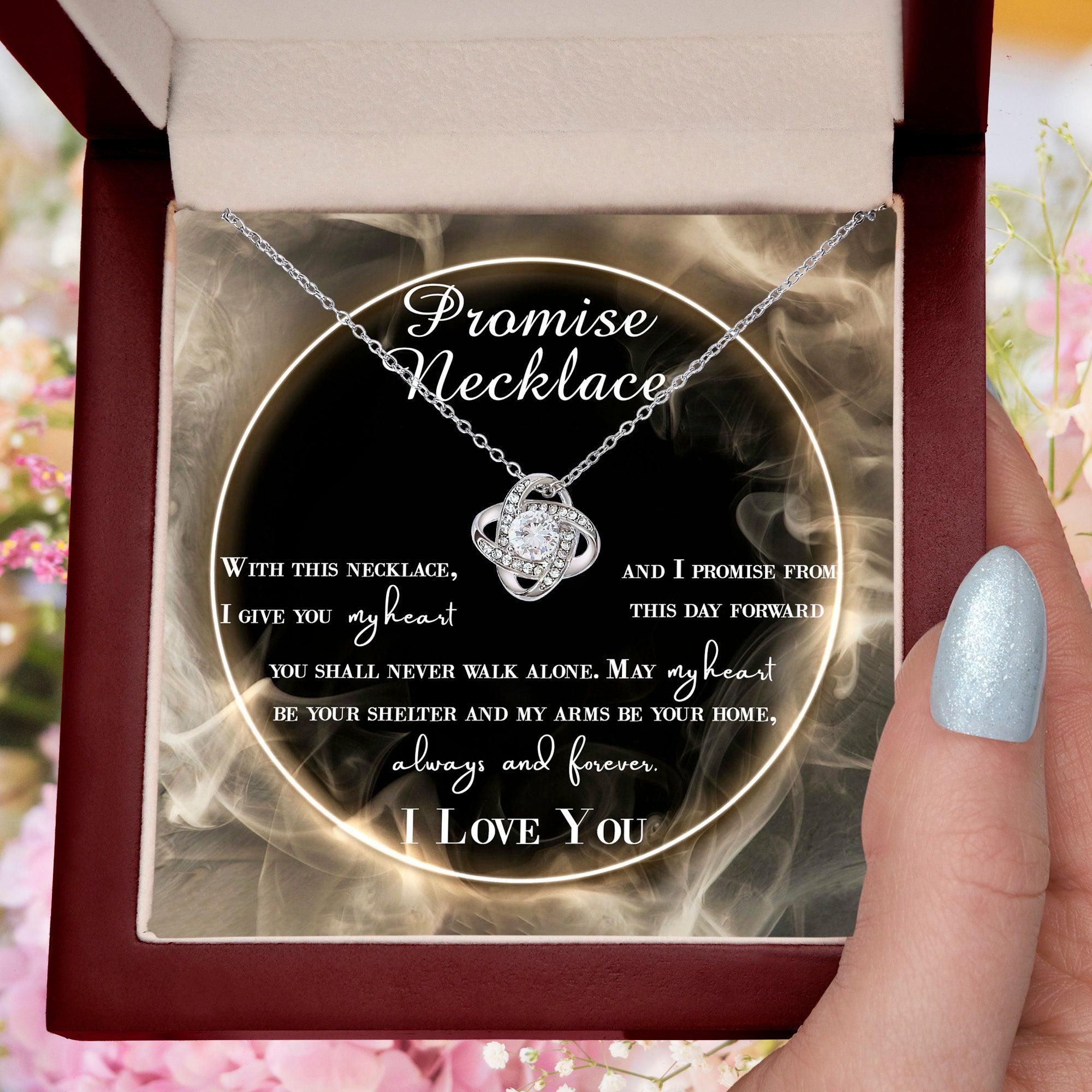 Wife Gift - I Promise My Heart Love Knot Pendant Necklace - Mallard Moon Gift Shop