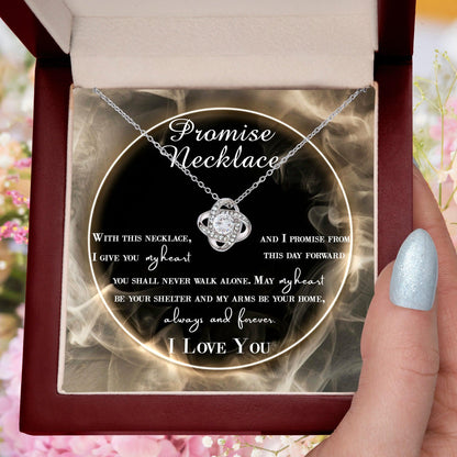 Wife Gift - I Promise My Heart Love Knot Pendant Necklace - Mallard Moon Gift Shop