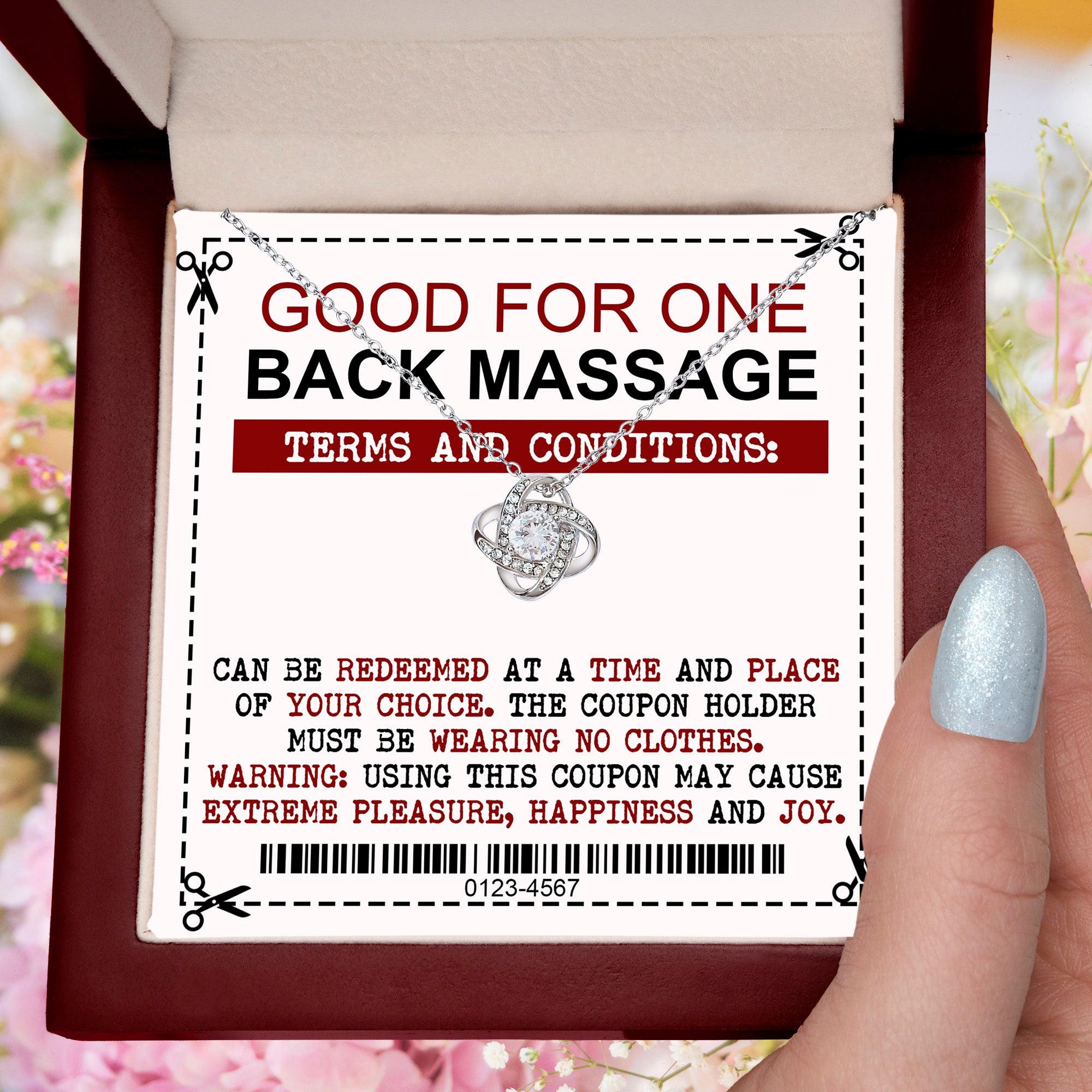 Gift for Wife Back Massage Coupon Love Knot Pendant Necklace - Mallard Moon Gift Shop