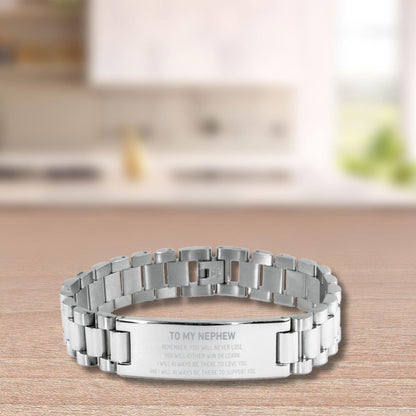 Nephew Gifts, To My Nephew Remember, you will never lose. You will either WIN or LEARN, Keepsake Ladder Stainless Steel Bracelet For Nephew Engraved, Birthday Christmas Gifts Ideas For Nephew X-mas Gifts - Mallard Moon Gift Shop