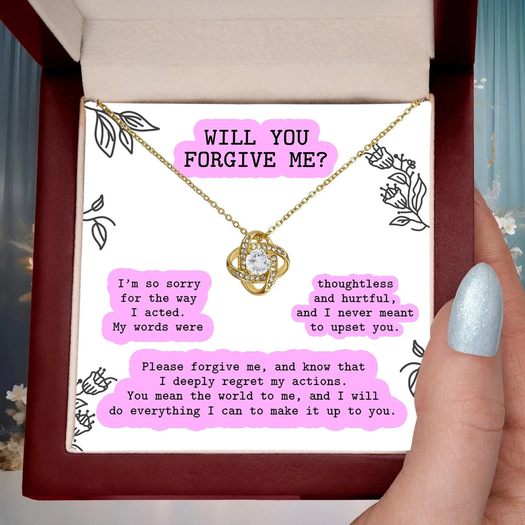 Apology Gift for Girlfriend, Wife, Soulmate - Sorry, Never Meant To Upset You - Love Knot Pendant Necklace