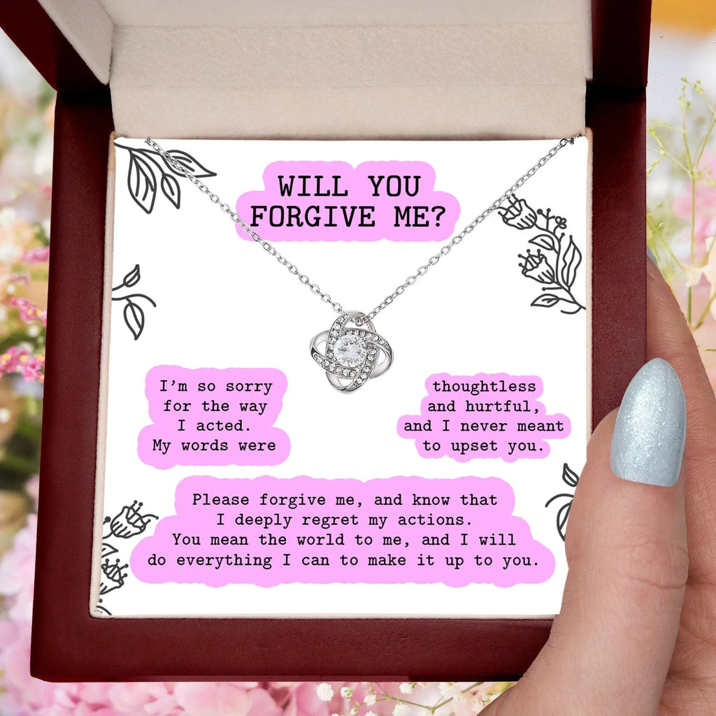 Apology Gift for Girlfriend, Wife, Soulmate - Sorry, Never Meant To Upset You - Love Knot Pendant Necklace