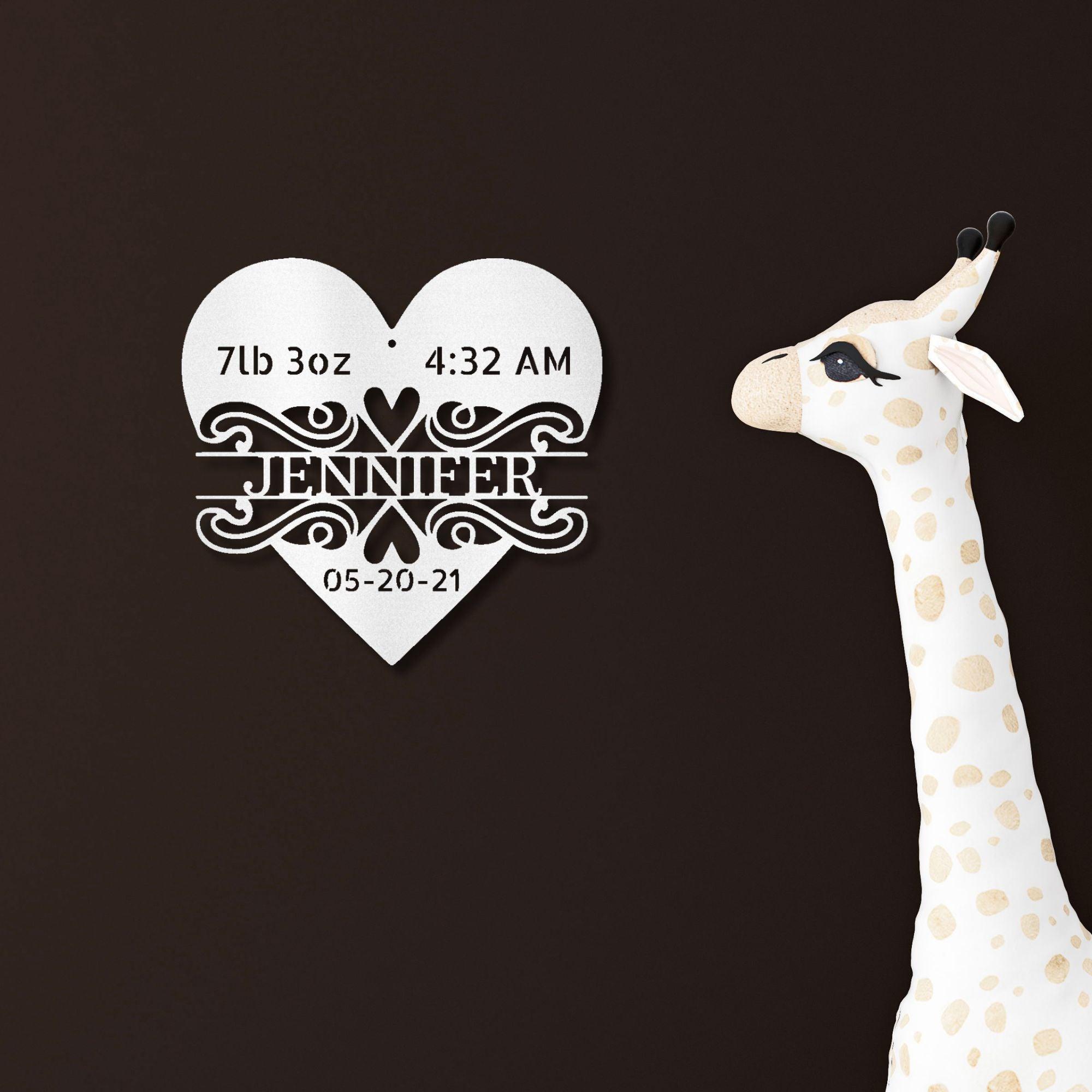 Newborn Baby Love Monogram Personalized Indoor Outdoor Steel Wall Sign Art - Mallard Moon Gift Shop