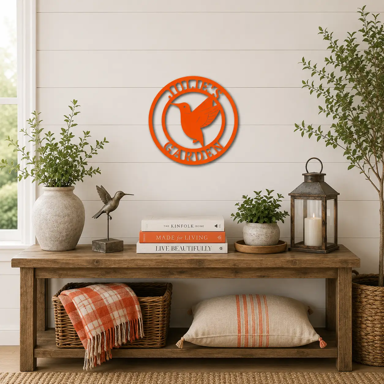 Personalized Hummingbird Metal Wall Art | Custom Garden Name Sign | Hummingbird Garden Decor | Personalized Outdoor Metal Sign | Made in USA