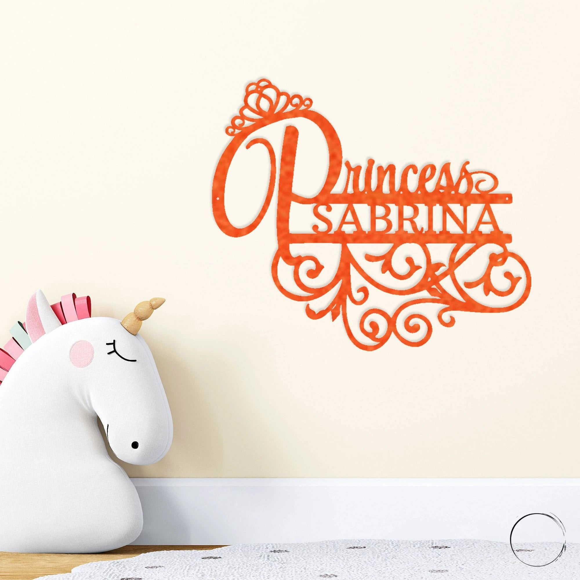 Personalized Princess Name Metal Sign Girls Room Decor Custom Name Wall Art Princess Nursery Decor Baby Girl Room Sign