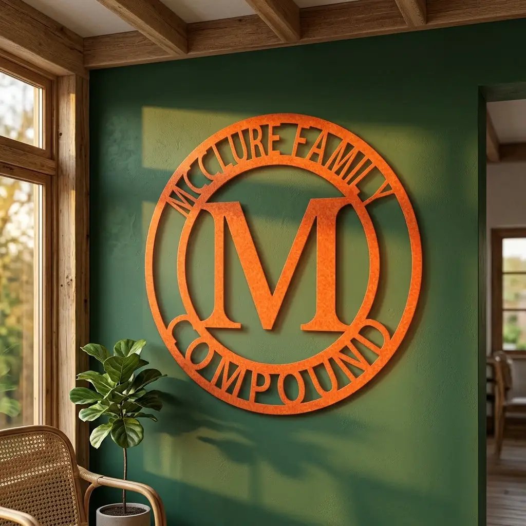 Letter Family Name Personalized Indoor Outdoor Steel Wall Sign Art