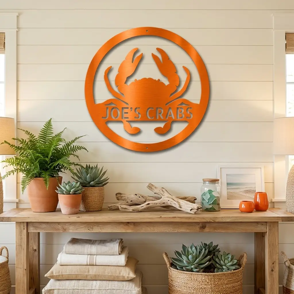 Personalized Crab Metal Wall Art | Custom Crab Shack Sign | Coastal Beach House Decor | Funny Seafood Metal Sign | Custom Outdoor Metal Wall Decor | Made in USA