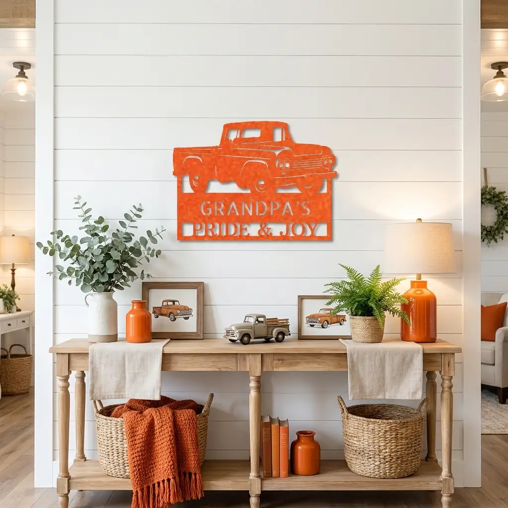 Classic Pickup Truck Personalized Metal Wall Art | Custom Vintage Truck Garage Sign | Rustic Farmhouse Truck Decor | Man Cave, Garage & Grandpa Gift | Made in USA