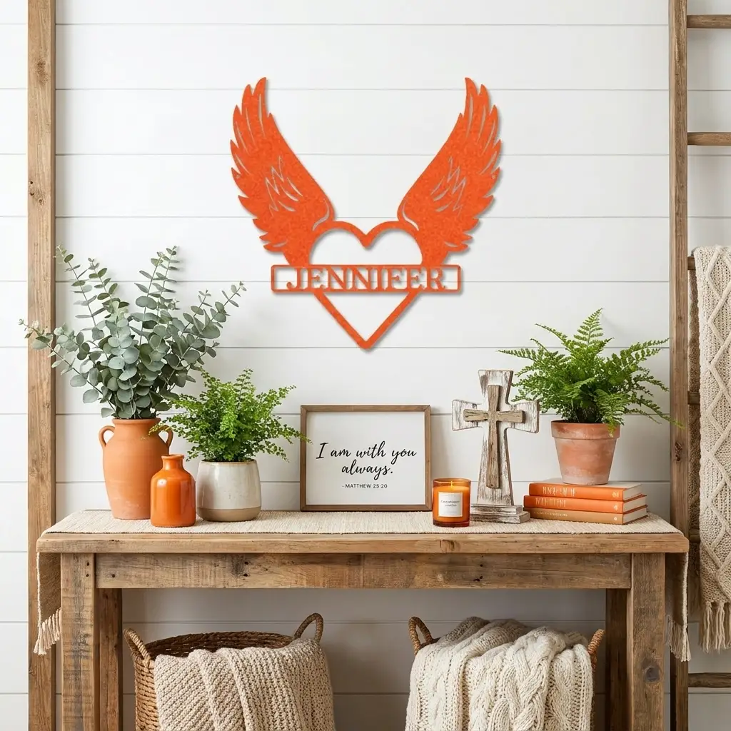 Personalized Angel Wings Memorial Metal Wall Art – Custom Name Remembrance Sign – Sympathy Gift – In Loving Memory Decor – Bereavement Gift