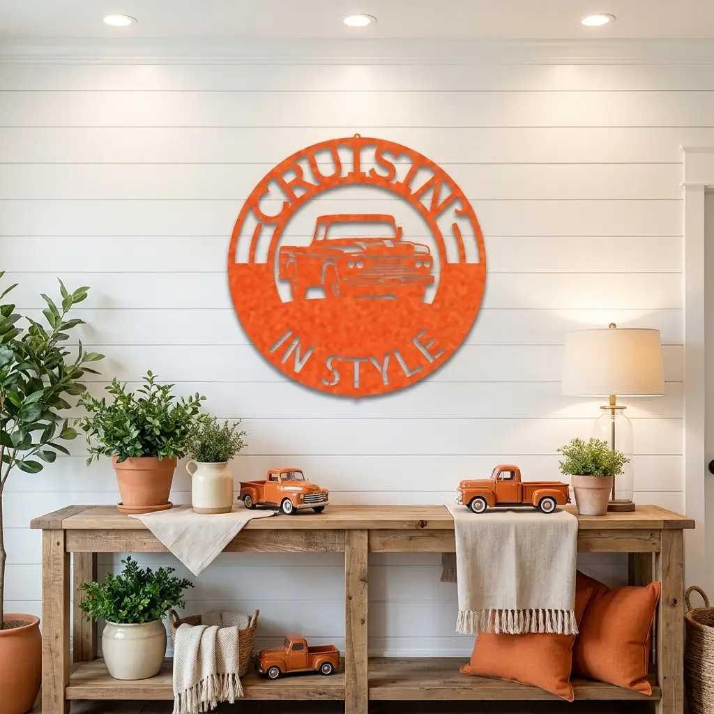 Classic Pickup Truck Personalized Indoor Outdoor Steel Sign Wall Sign