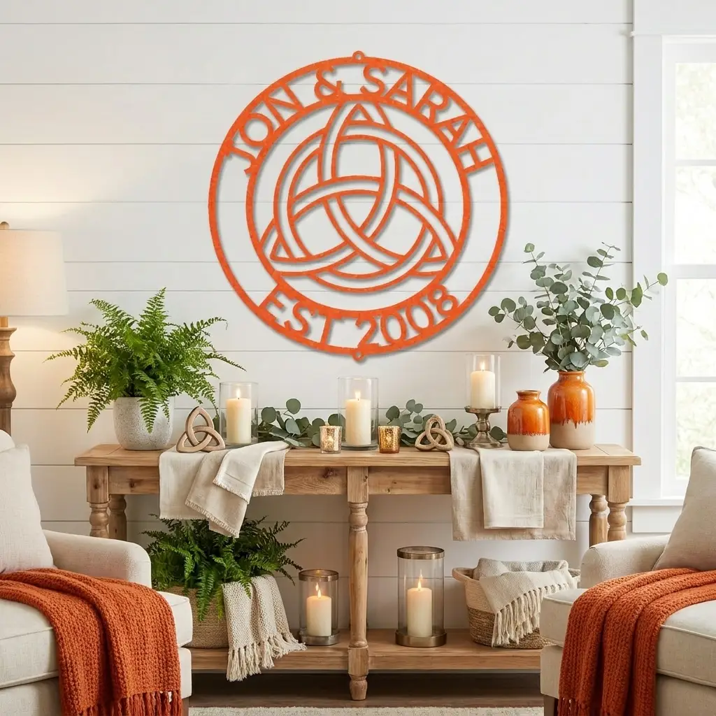 Personalized Celtic Knot Metal Wall Art | Custom Wedding Name Sign | Celtic Trinity Knot Steel Wall Decor | Anniversary Gift | Made in USA