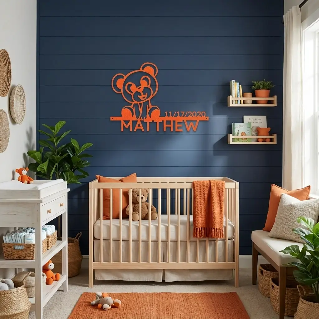 Personalized Teddy Bear Nursery Metal Wall Art – Custom Baby Name Sign with Birth Date – Nursery Decor – Baby Shower Gift