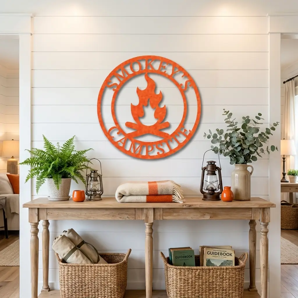 Campfire Custom Monogram Indoor Outdoor Steel Wall Sign Metal Art Home Décor