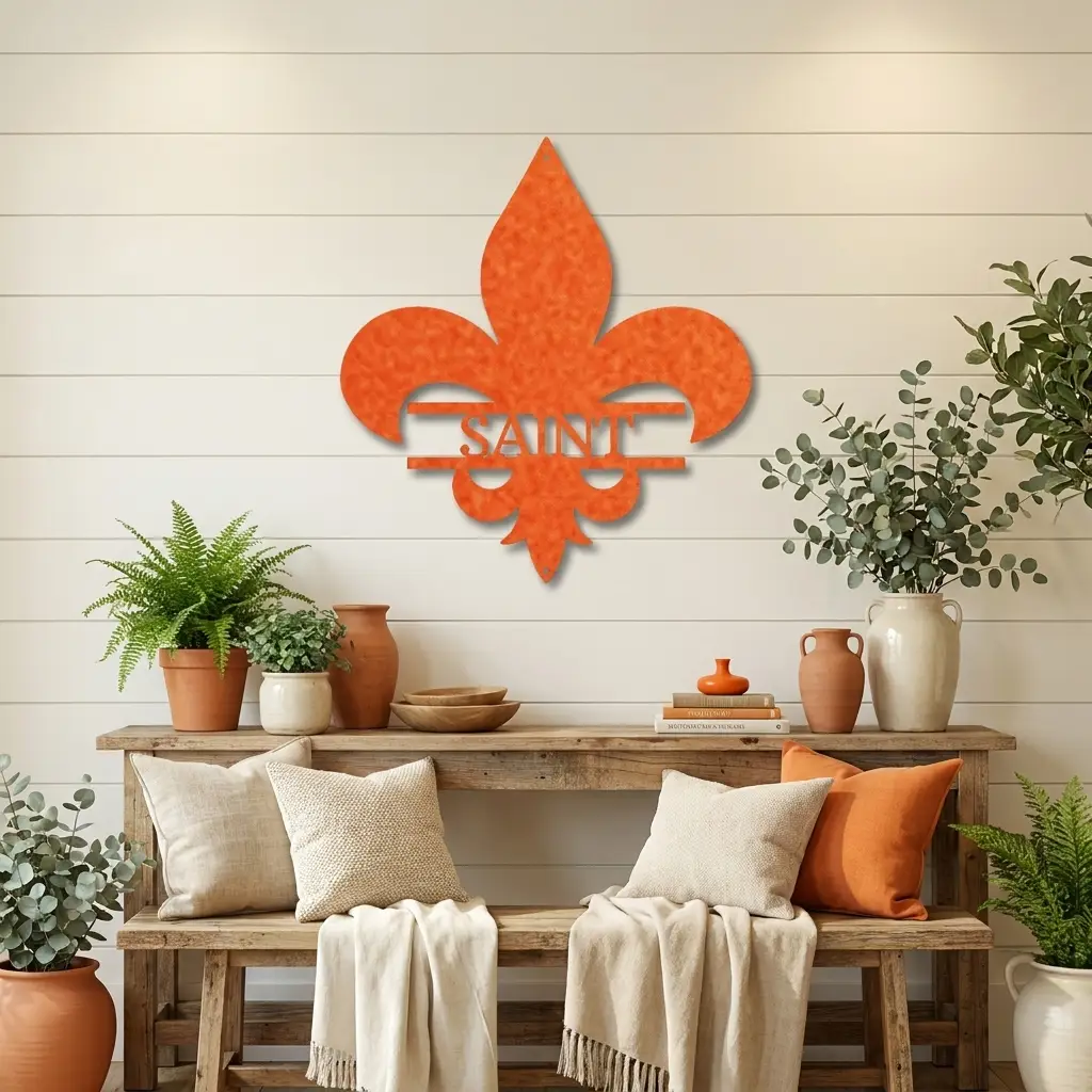 Personalized Fleur De Lis Metal Wall Art – Custom Name Sign – Louisiana Decor – Saints Inspired Wall Decor – Family Name Steel Sign
