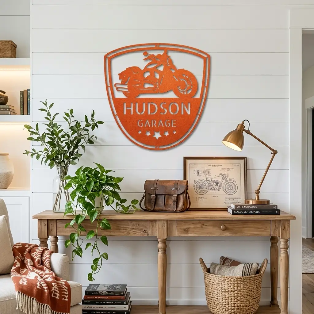 Motorcycle Biker Personalized Name Indoor Outdoor Steel Wall Sign