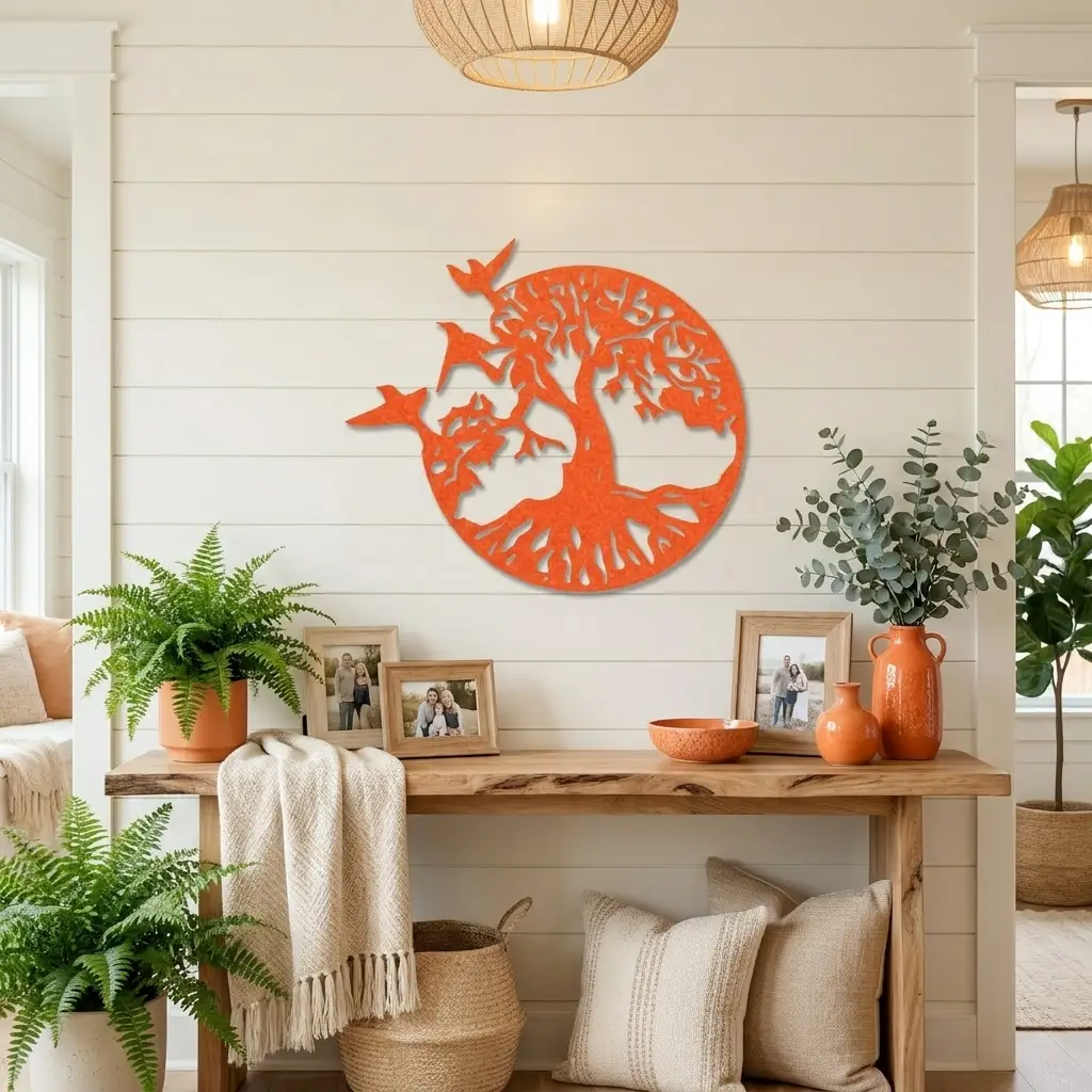 Tree of Life with Birds Metal Wall Art | Nature Inspired Steel Wall Decor | Rustic Tree Silhouette | Made in USA