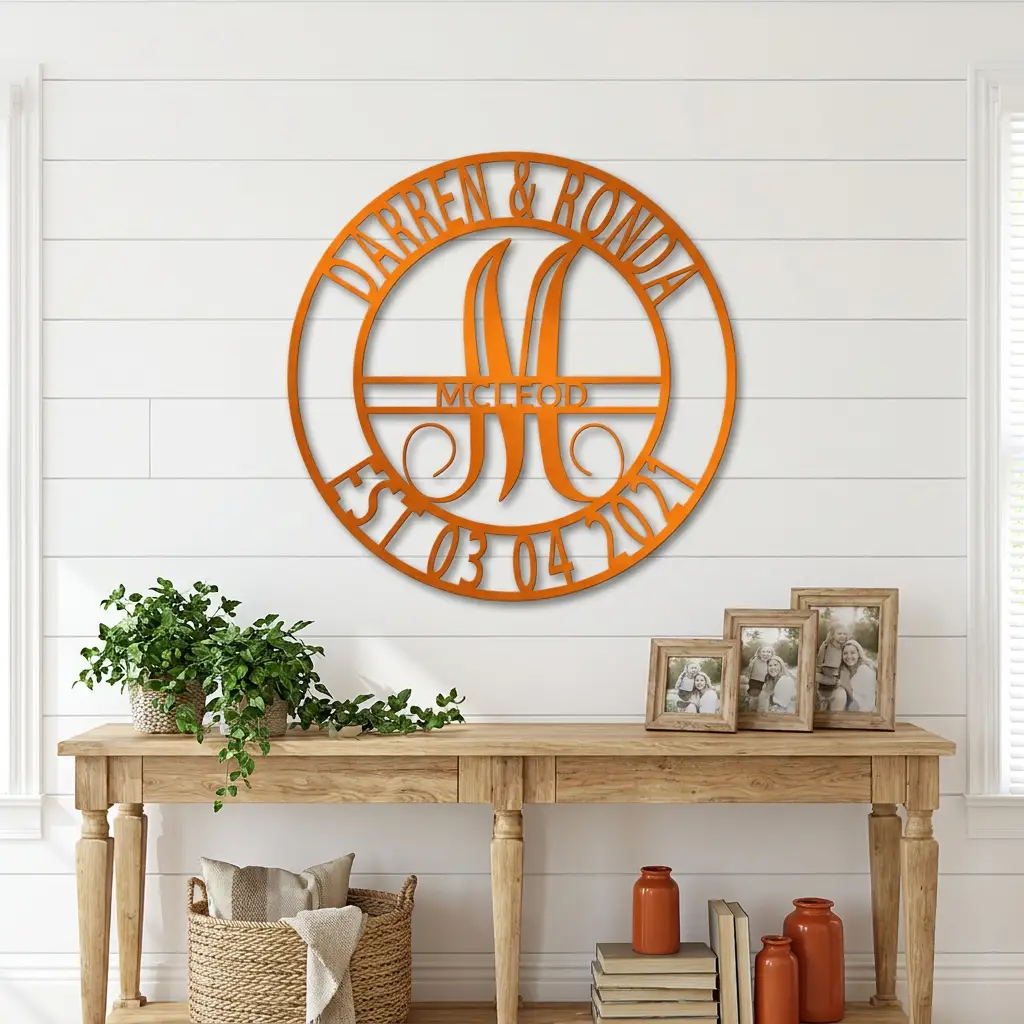 Personalized Split Letter Monogram Metal Wall Art – Custom Family Name Sign – Wedding Gift – Housewarming Decor – Last Name Steel Sign