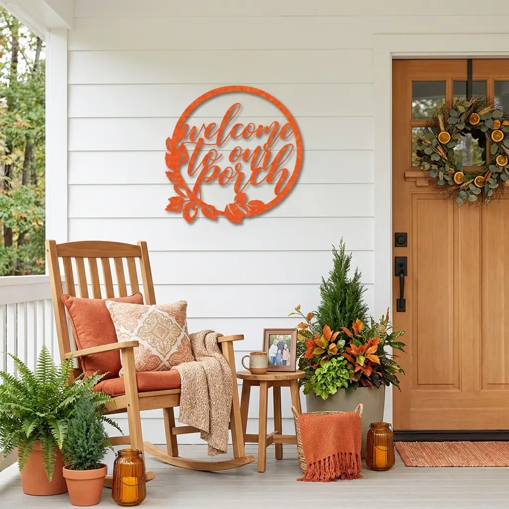 Welcome to Our Porch Indoor Outdoor Steel Wall Sign