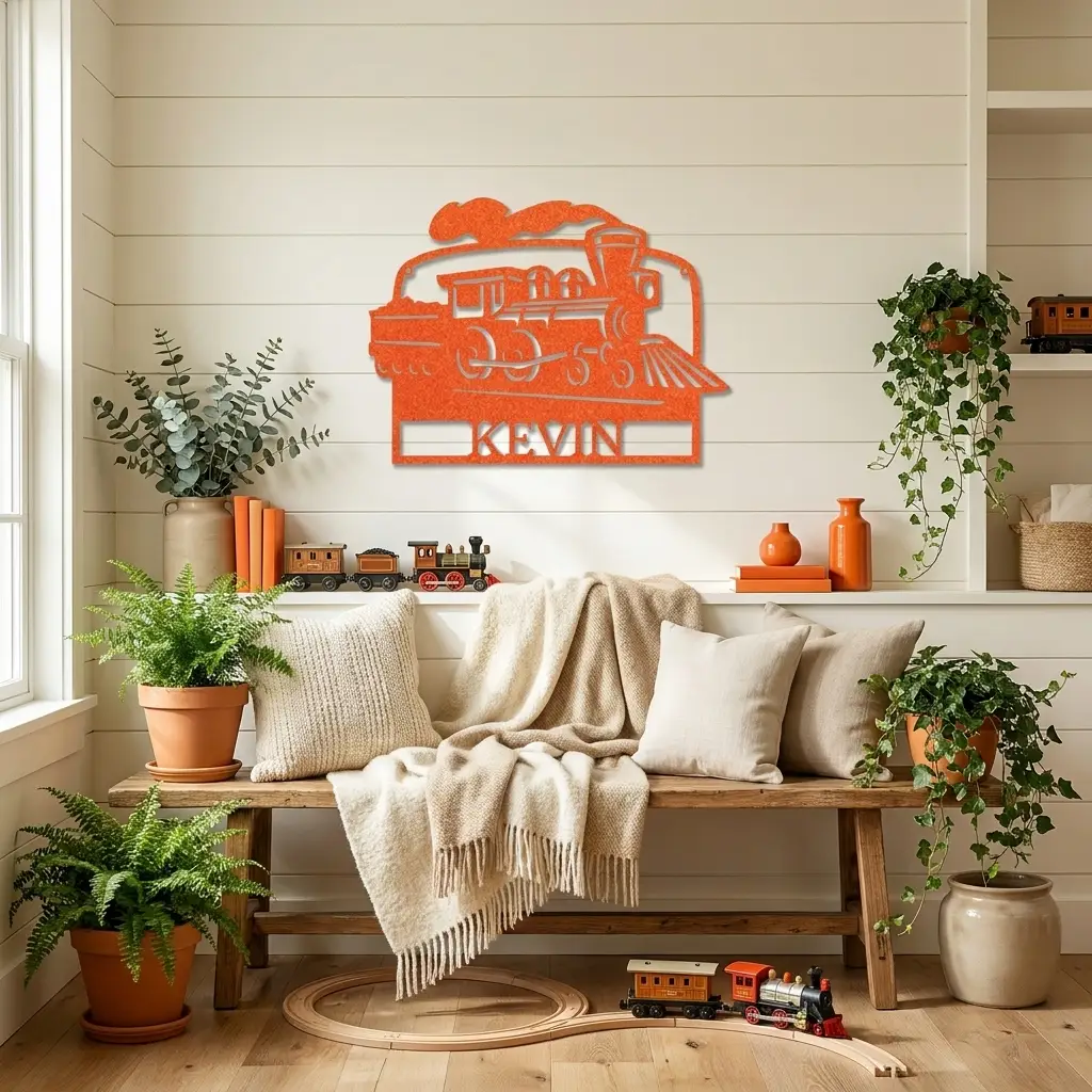 Personalized Coal Train Metal Wall Art | Custom Family Name or Address Train Sign | Steam Locomotive Steel Decor | Made in USA