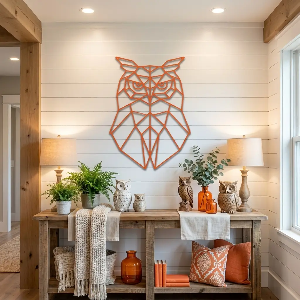 Geometric Owl Metal Wall Art | Modern Owl Metal Decor | Abstract Polygon Owl Wall Hanging | Contemporary Wildlife Wall Art | Nature Inspired Home Decor | Made in USA