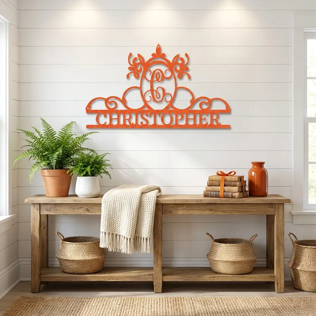 Initial and Name Custom Steel Wall Sign Metal Art