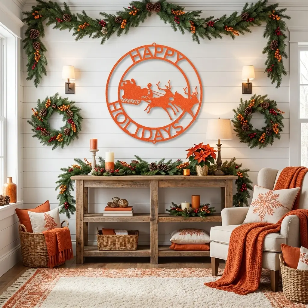 Personalized Santa Sleigh & Reindeer Metal Wall Art – Custom Family Name Christmas Sign – Handmade Steel Décor (5 Sizes, 5 Colors)