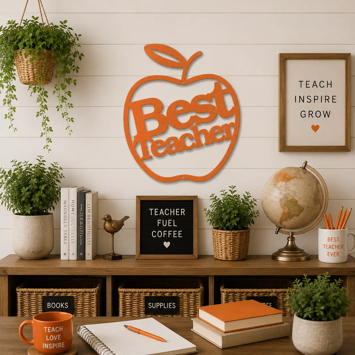 Best Teacher Metal Wall Art | Teacher Appreciation Gift | Apple Classroom Decor | Teacher Office Wall Sign | Made in USA