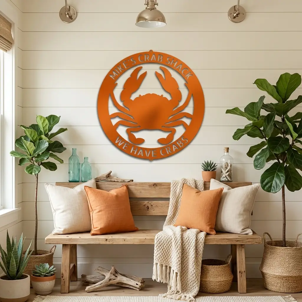 Personalized Crab Metal Wall Art | Custom Crab Shack Sign | Coastal Beach House Decor | Funny Seafood Metal Sign | Custom Outdoor Metal Wall Decor | Made in USA