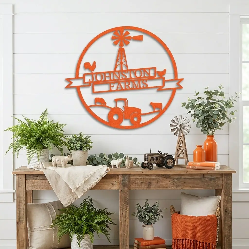 Farm Banner Custom Monogram Metal Sign Wall Art