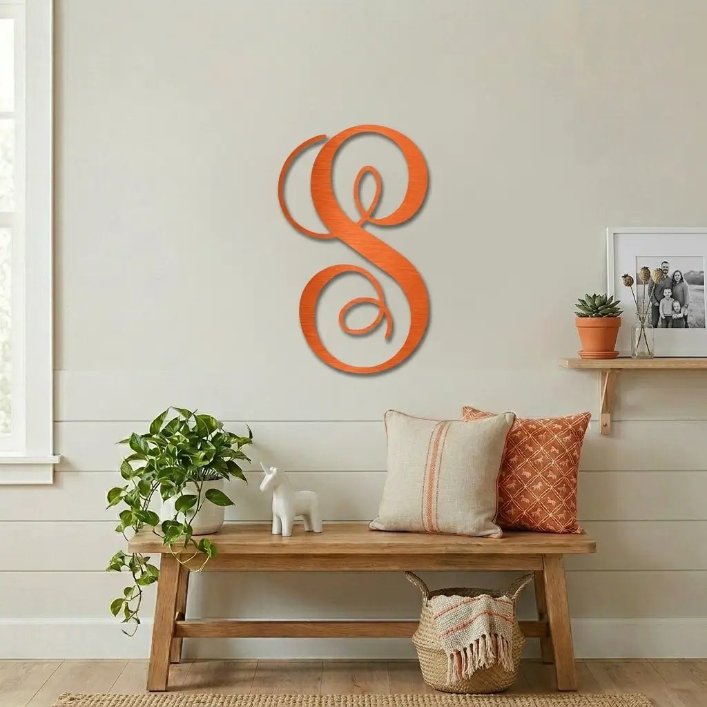 Fancy Initial Custom Monogram Metal Wall Art