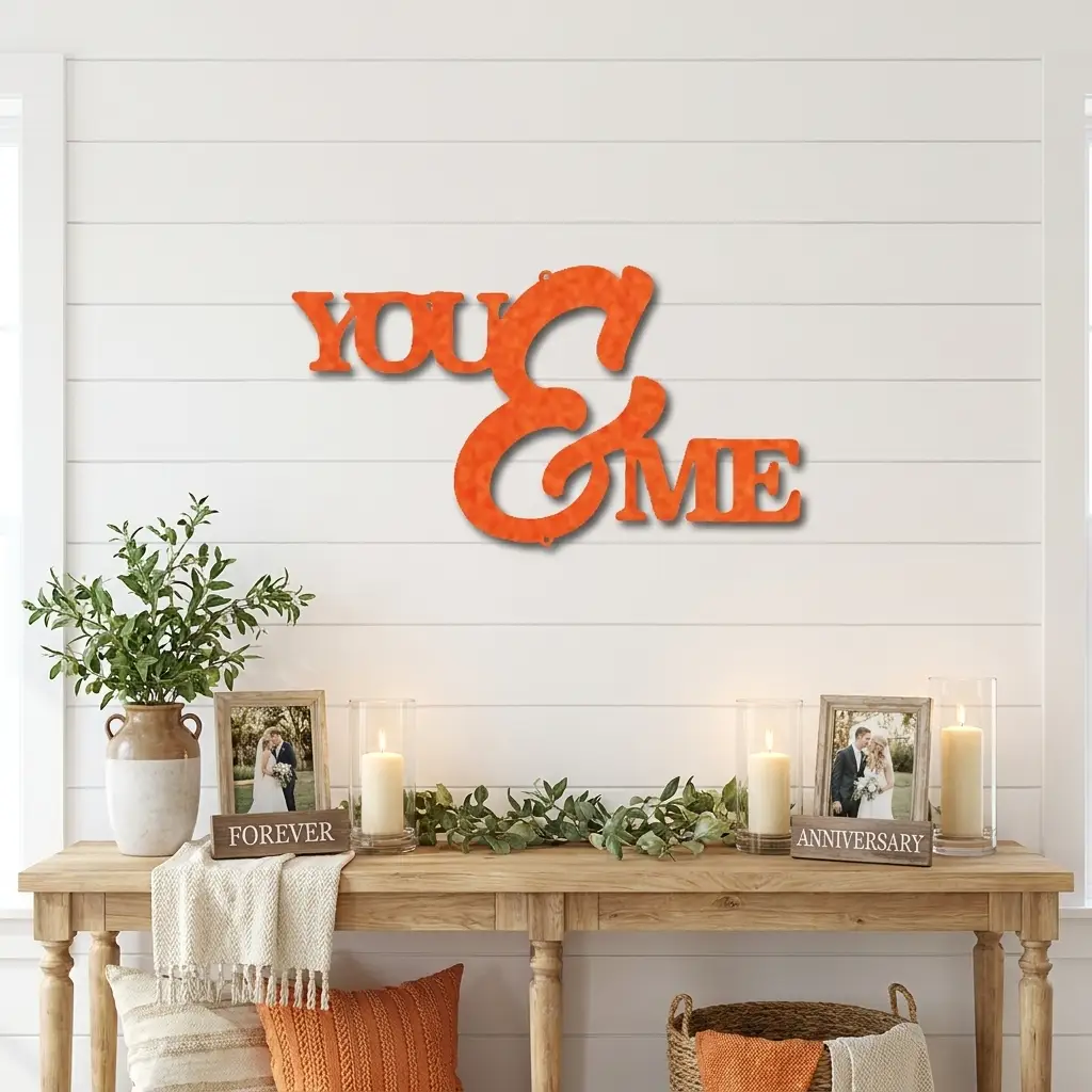 You and Me Script Indoor Outdoor Steel Wall Sign