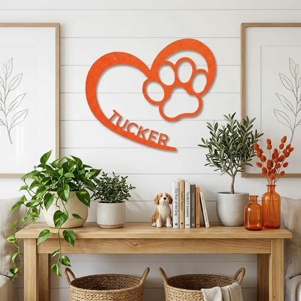 Personalized Puppy Love Metal Wall Art – Custom Dog Paw Heart Sign – Pet Name Metal Decor – Dog Lover Gift – Indoor Outdoor Steel Sign