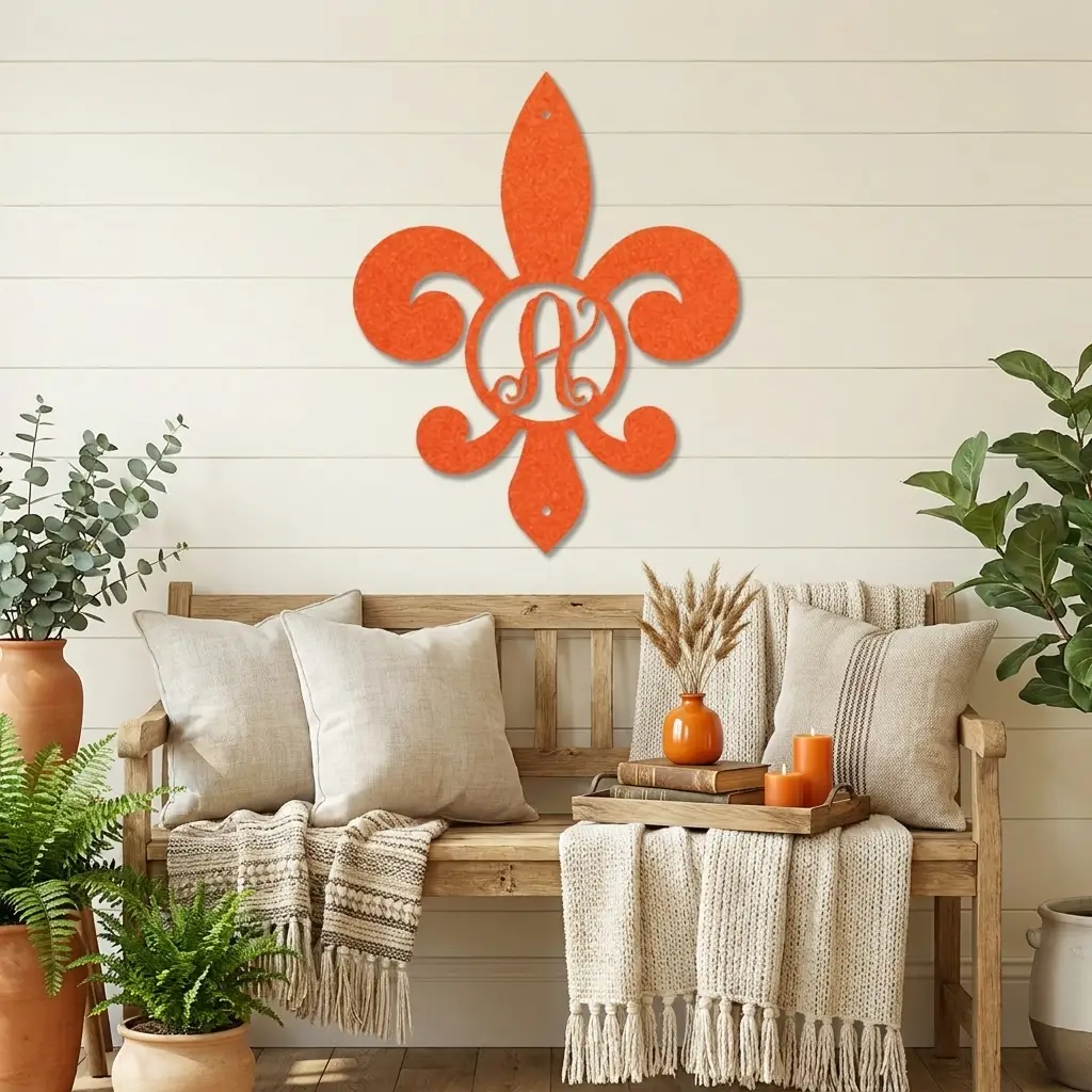 Fleur De Lis Personalized Initial Metal Art Wall Sign