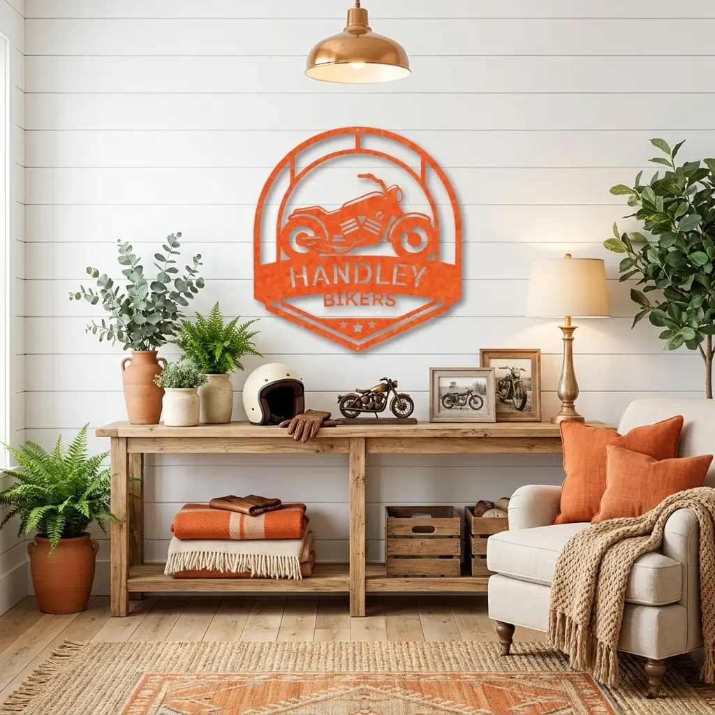 Motorcycle Metal Wall Art – Custom Biker Garage Sign, Personalized Motorcycle Decor, Rider Gift for Dad, Husband or Biker