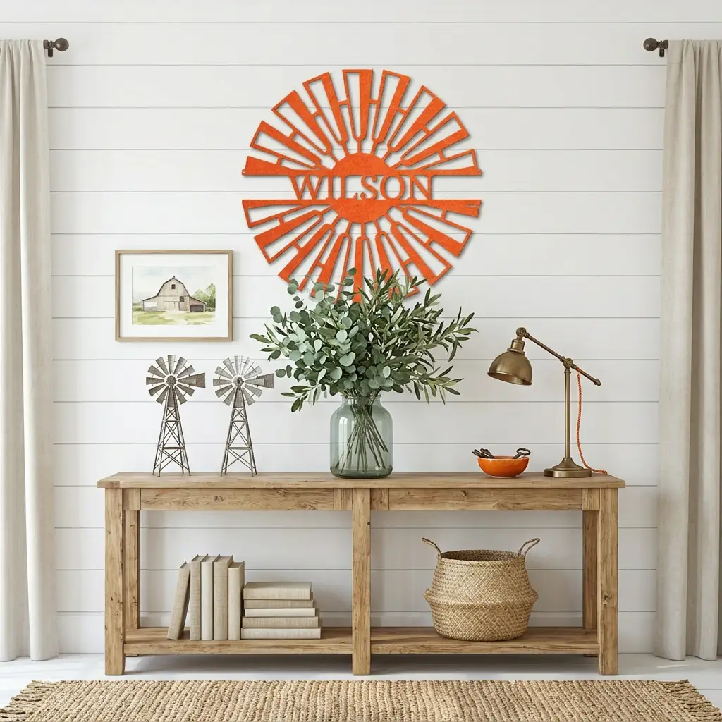 Windmill Custom Name Steel Wall Sign Metal Art