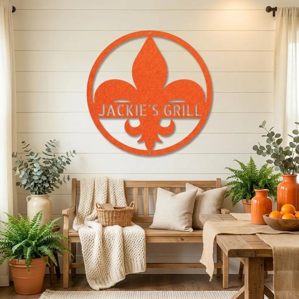Personalized Fleur de Lis Metal Wall Art | Custom Name Metal Sign | French Country Decor | Family Name Sign | Made in USA