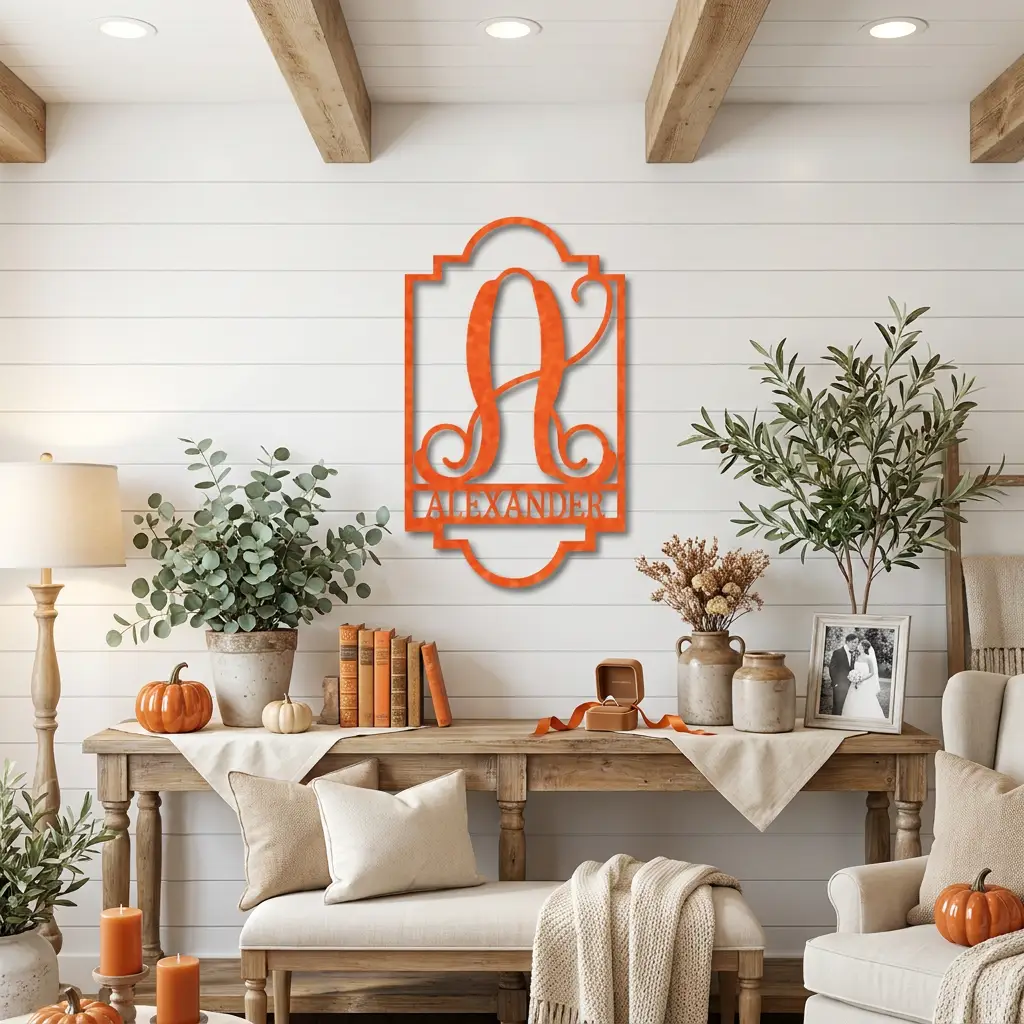 Regal Monogram Custom Name and Initial Metal Wall Art
