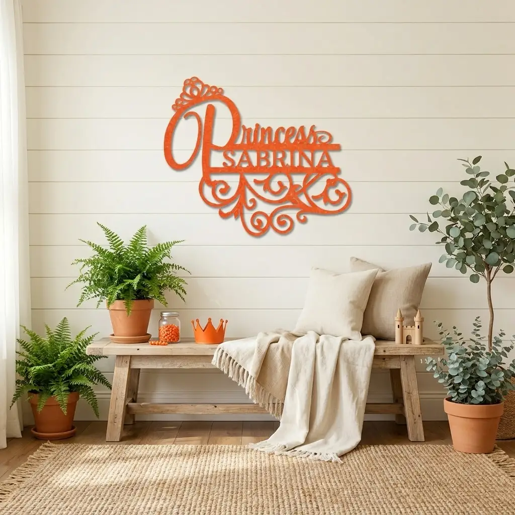 Personalized Princess Name Metal Wall Art | Custom Princess Bedroom Sign | Girls Room Decor | Crown Name Sign | Made in USA
