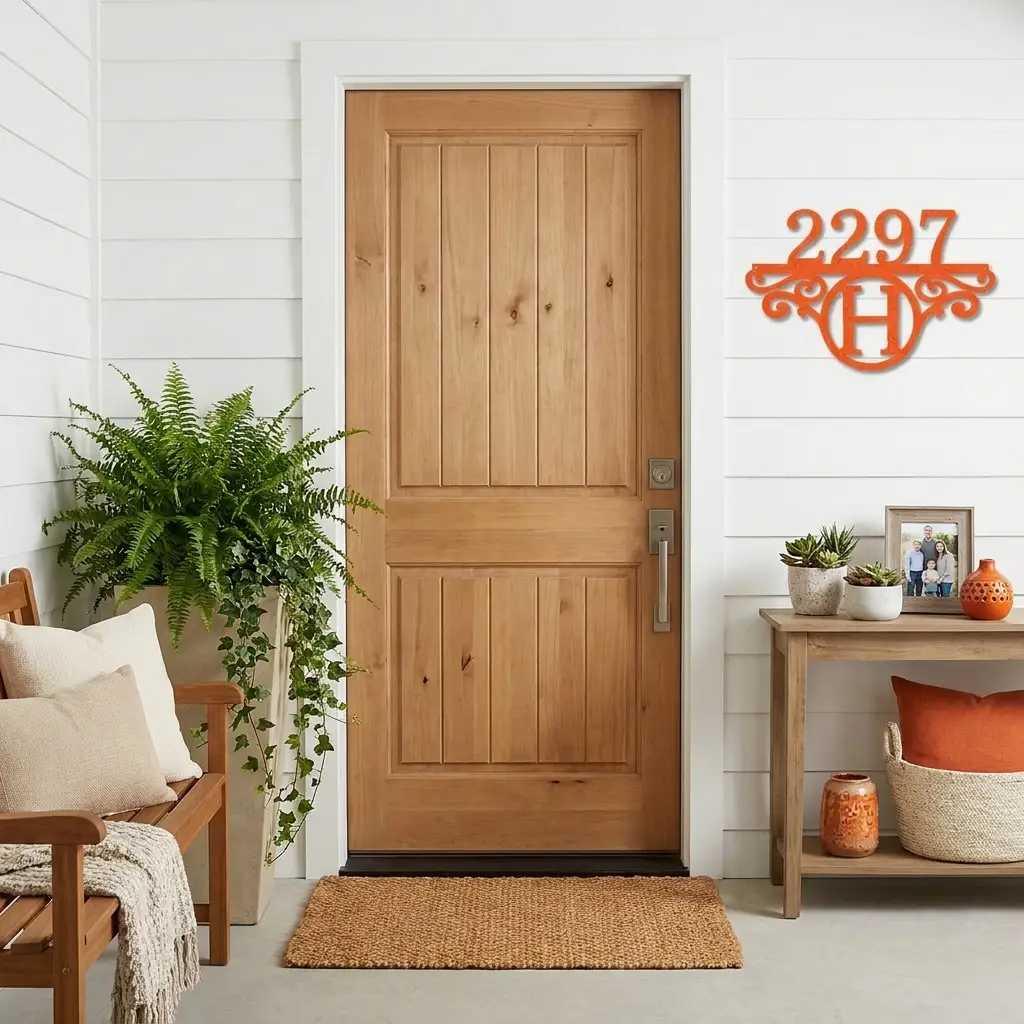 Initial Address Monogram Personalized Indoor Outdoor Steel Wall Sign Art