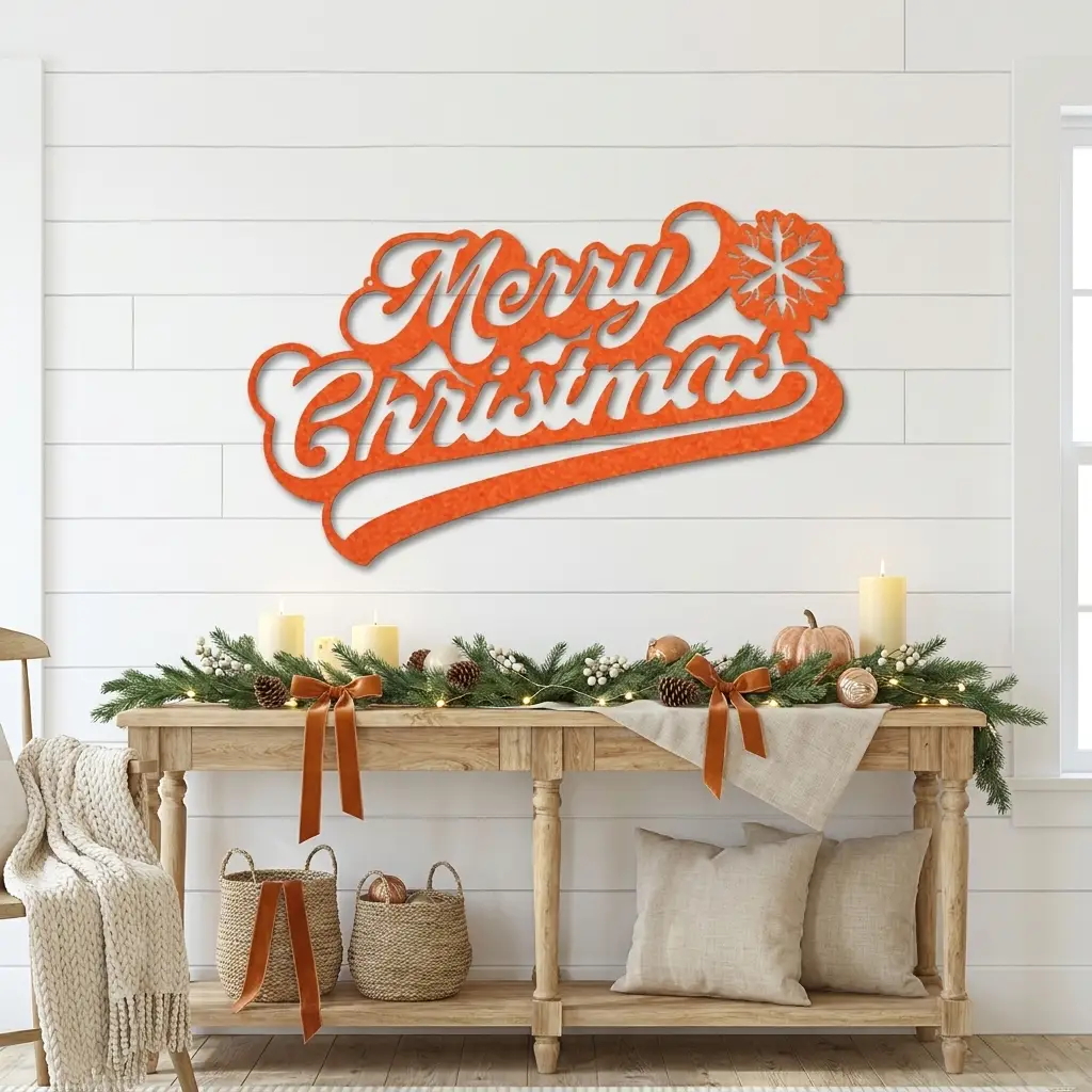 Classic "Merry Christmas" Metal Wall Sign - Bring Holiday Cheer to Any Room