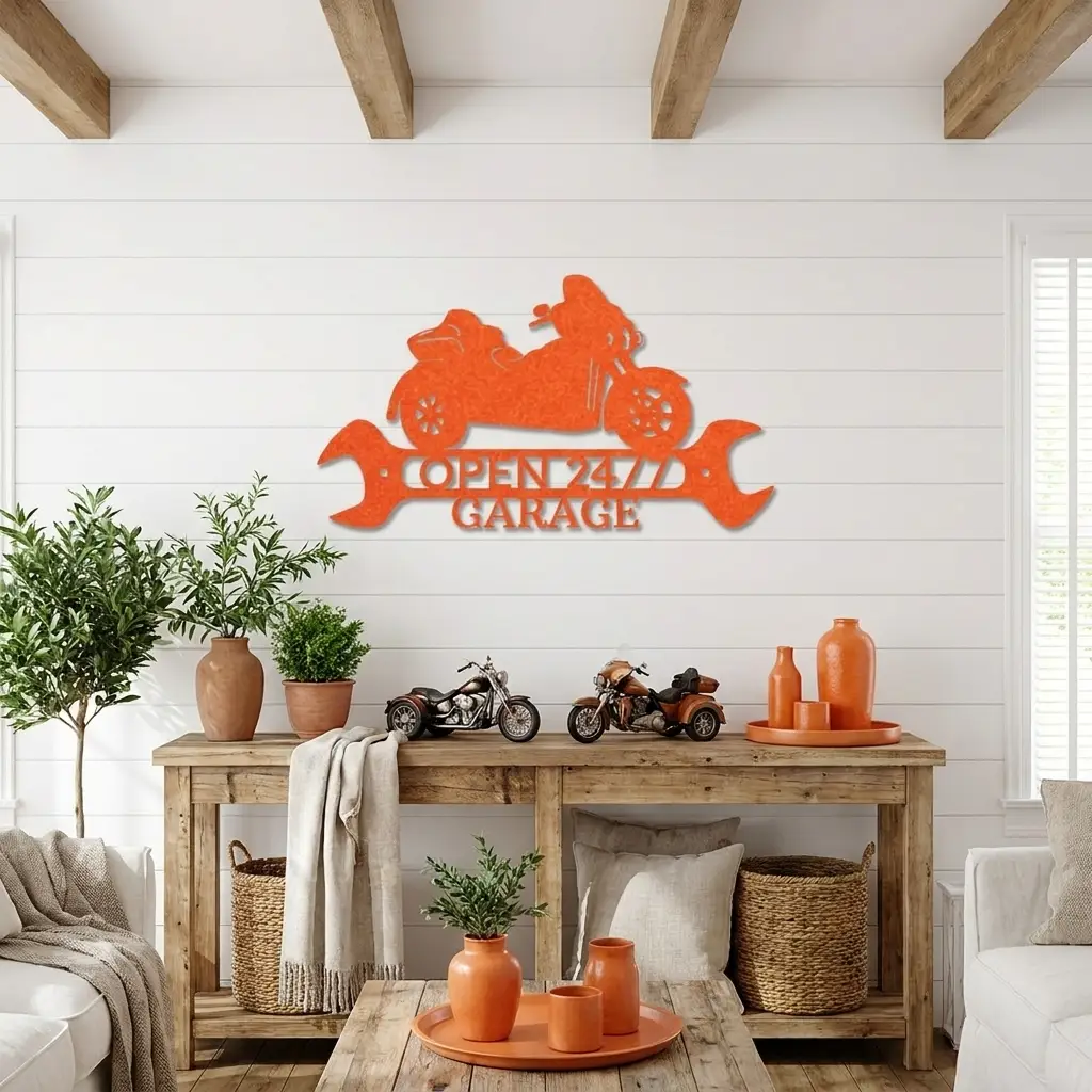 Personalized Trike Motorcycle Metal Wall Art Sign – Custom 2 Line Biker Garage Sign – Trike Rider Gift – Man Cave Decor – Steel Wall Art