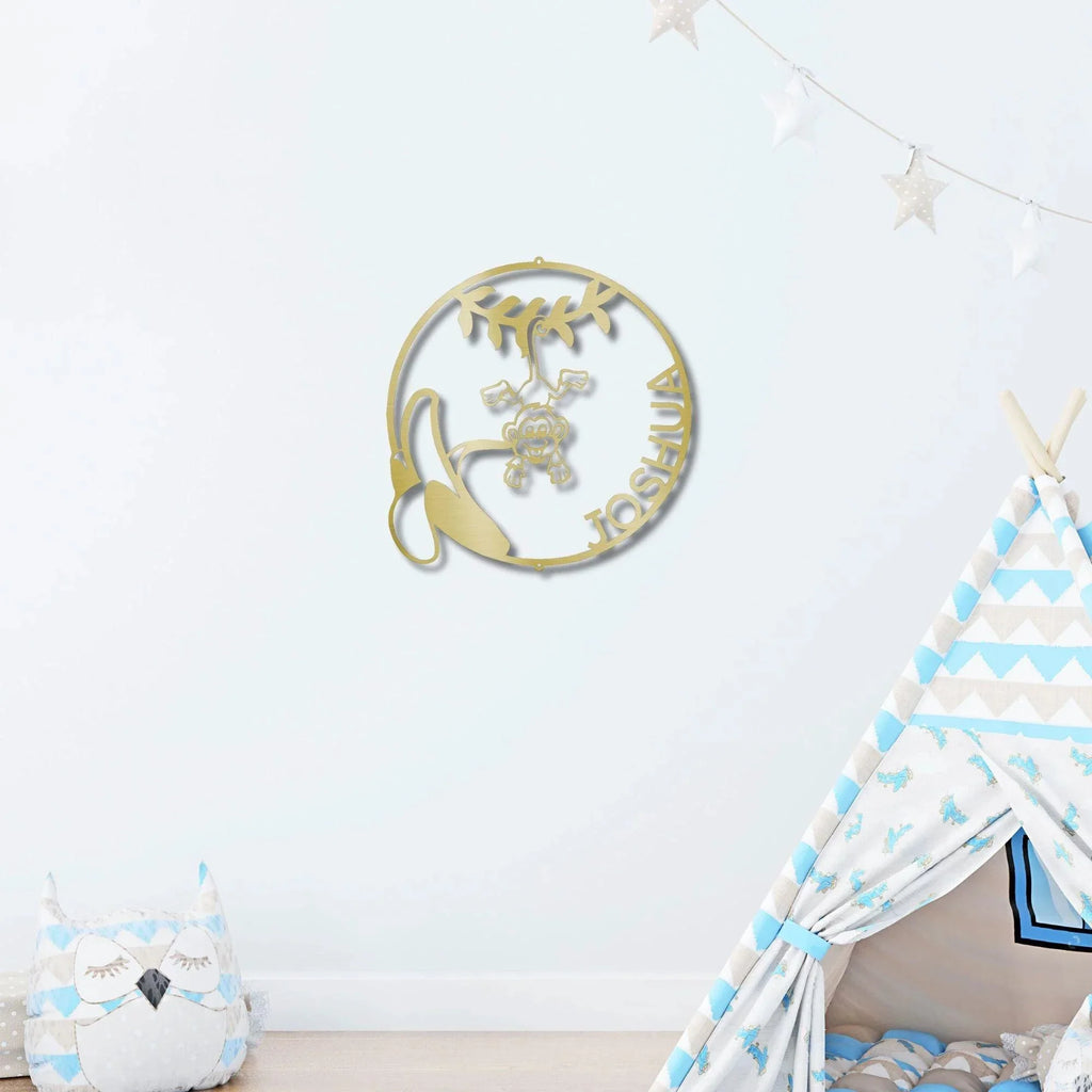 Our Little Monkey Monogram Personalized Steel Wall Sign Metal Art