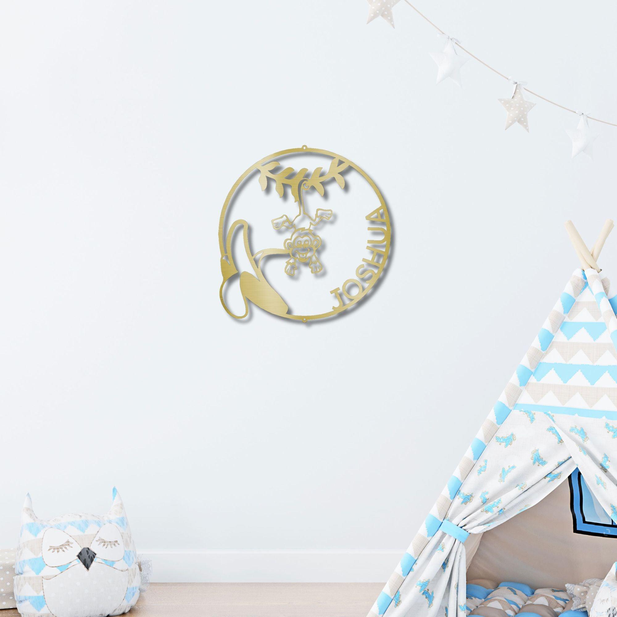 Our Little Monkey Monogram Personalized Steel Wall Sign Metal Art - Mallard Moon Gift Shop
