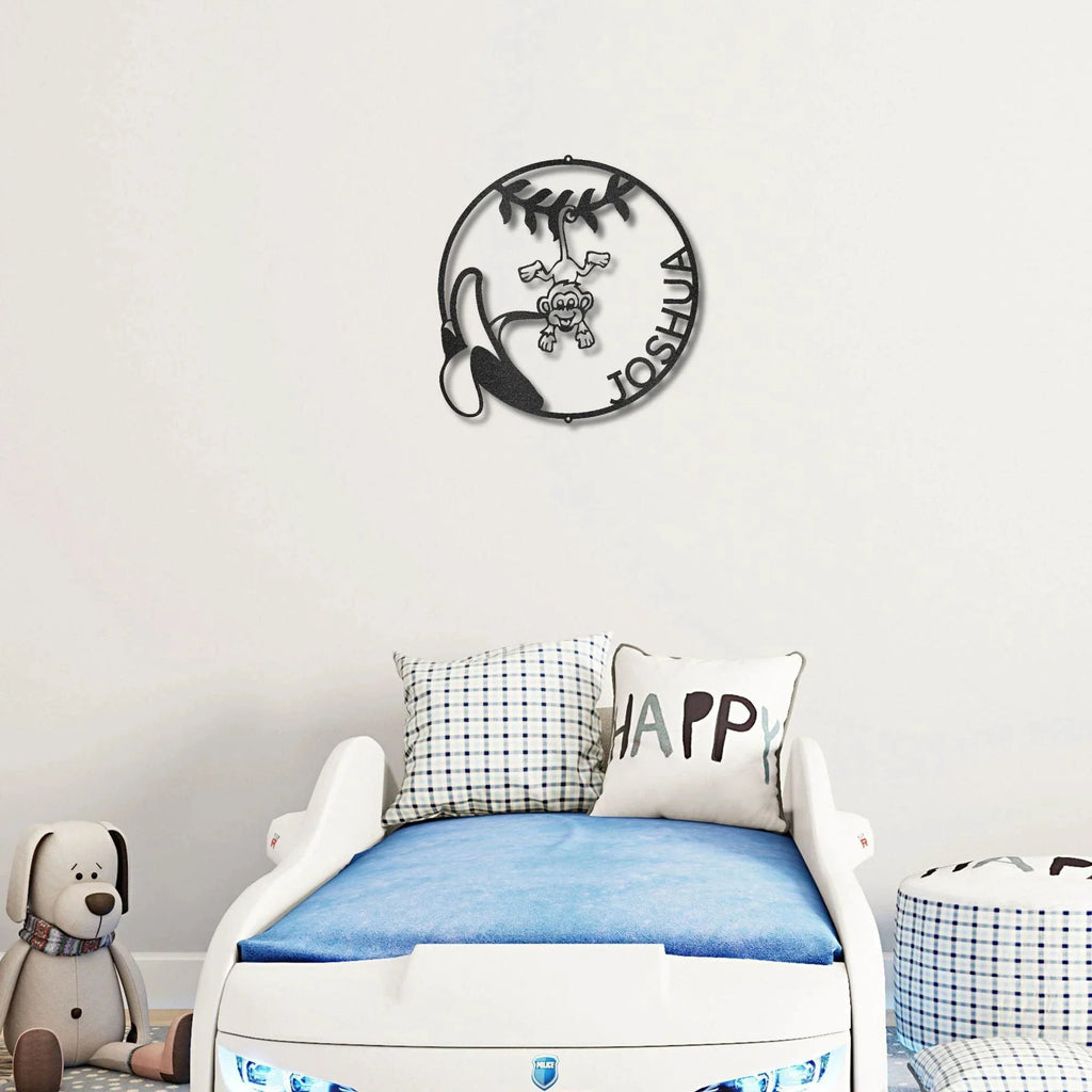 Our Little Monkey Monogram Personalized Steel Wall Sign Metal Art